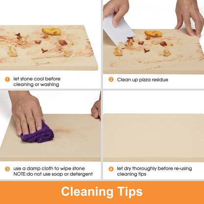 Small 10x10 Inch Cordierite Pizza Stone for RV Camper Oven & Grill, Square Baking Stone for Pizza, Bread, Pies, BBQ, Durable and Safe, with Plastic Scraper