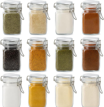 Spice Jars Set of 6, 4 oz Glass Spice Jars with Airtight Lids and Labels, Small Seasoning Jars for Spices, Herbs, Kitchen Spice Organizer