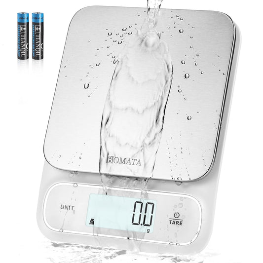 BOMATA Waterproof IPX6 Kitchen Scale with 0.1 g/0.01 oz High Precision