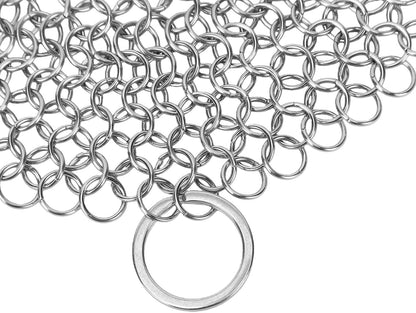 Sanpyl 2 Pcs Stainless Steel Pie Weights, 17.5cm Baking Pie Weights & Chainmail Scrubber, 304 Stainless Steel Skillet Cleaner, 2 Sided Chain for Kitchen, Ideal for Cast Iron Pans (L)