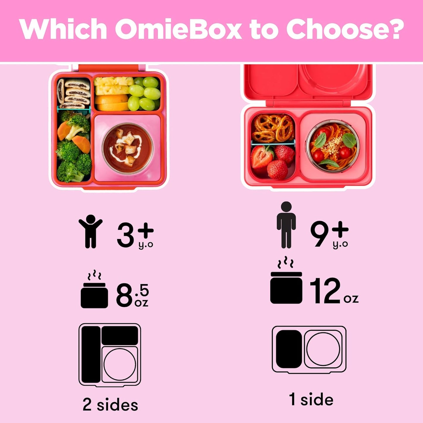 OmieBox Bento Box for Kids - Insulated Bento Lunch Box with Leak Proof Vacuum Insulated Food Jar - 3 Compartments, Two Temperature Zones (Blue Sky)