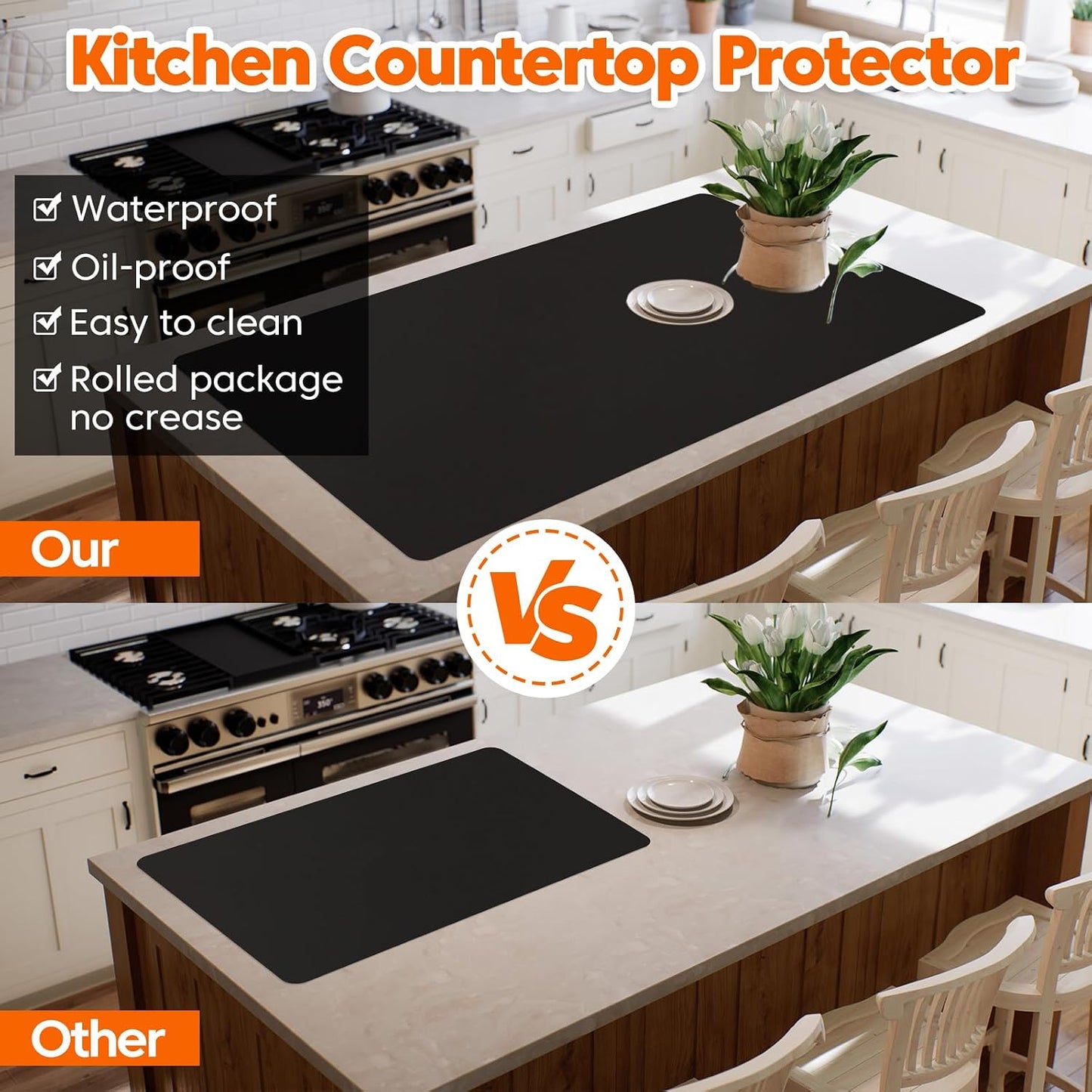 Extra Large Silicone Mat, 84”x24” Heat Resistant Mats for Countertop, Cuttable Waterproof Kitchen Counter Mat, Multipurpose Countertop Protector Mat, Silicone Mats for Kitchen Counter (Translucent)