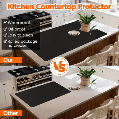 Extra Large Silicone Mat, 84”x24” Heat Resistant Mats for Countertop, Cuttable Waterproof Kitchen Counter Mat, Multipurpose Countertop Protector Mat, Silicone Mats for Kitchen Counter (Translucent)