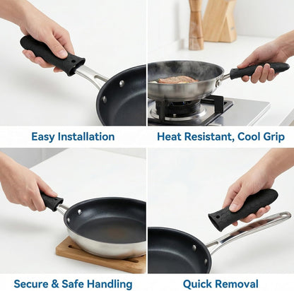 2-Pack Premium Silicone Handle Covers for Cast Iron Skillets, Maximum Heat Protection Non-Slip Pot Holder Sleeves with Anti-Slip Design for Frying Pans, Cookware (Blue)