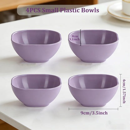 4 Piece Dipping Bowls Set, Small Spice Bowls for Sauce, Soy Sauce Dishes for Sushi, Dessert & Snack Portion Control, Dishwasher Safe Prep Bowls for BBQ Baking, 60ml (2 oz), PP Plastic, Pink