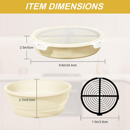 FJNATINH Collapsible Batter Bowl - Mess Free Better Breader Shaker Bowl with Lid Breading Shaker Container for Fried Fish, Fried Chicken, Onion Rings & More,No Leak,Easy to Store,Light Blue