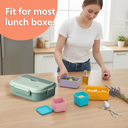 4 Pack Silicone Lunch Containers Compatible with OmieBox, Leak-Proof Bento box Accessories, Silicone Dips Containers with Lids, Fit for Most Lunch Boxes