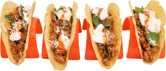 Taco Holder (8 pack) - Stand for Tacos, Soft & Hard Shells for Fill & Serve Without Mess, Plastic Server Set, Dishwasher Safe and Best for Kids, BBQ or a Party - Filling & Serving Rack, by Jokari
