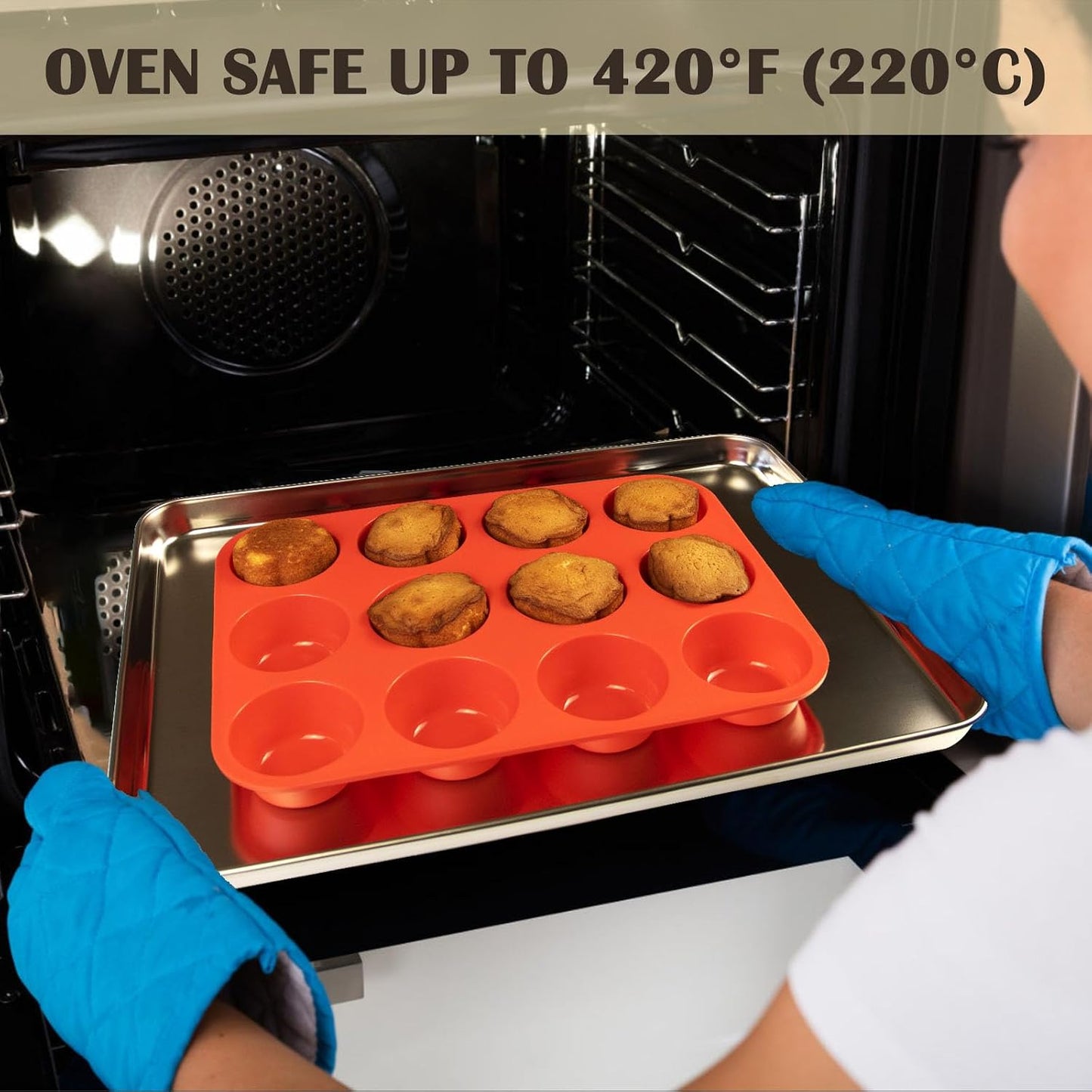 24 Cups Silicone Mini Muffin Pan Set, Nonstick Mini Cupcake Pans, BPA Free Small Muffin Tin for Baking, Set of 2 (Green+Purple)