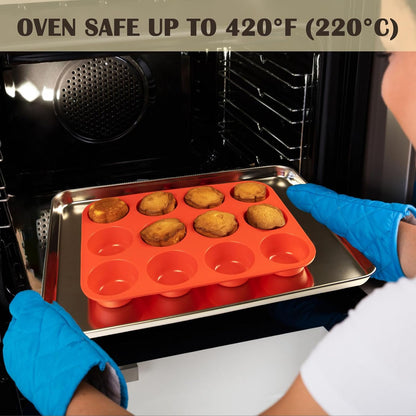 24 Cups Silicone Mini Muffin Pan Set, Nonstick Mini Cupcake Pans, BPA Free Small Muffin Tin for Baking, Set of 2 (Green+Purple)