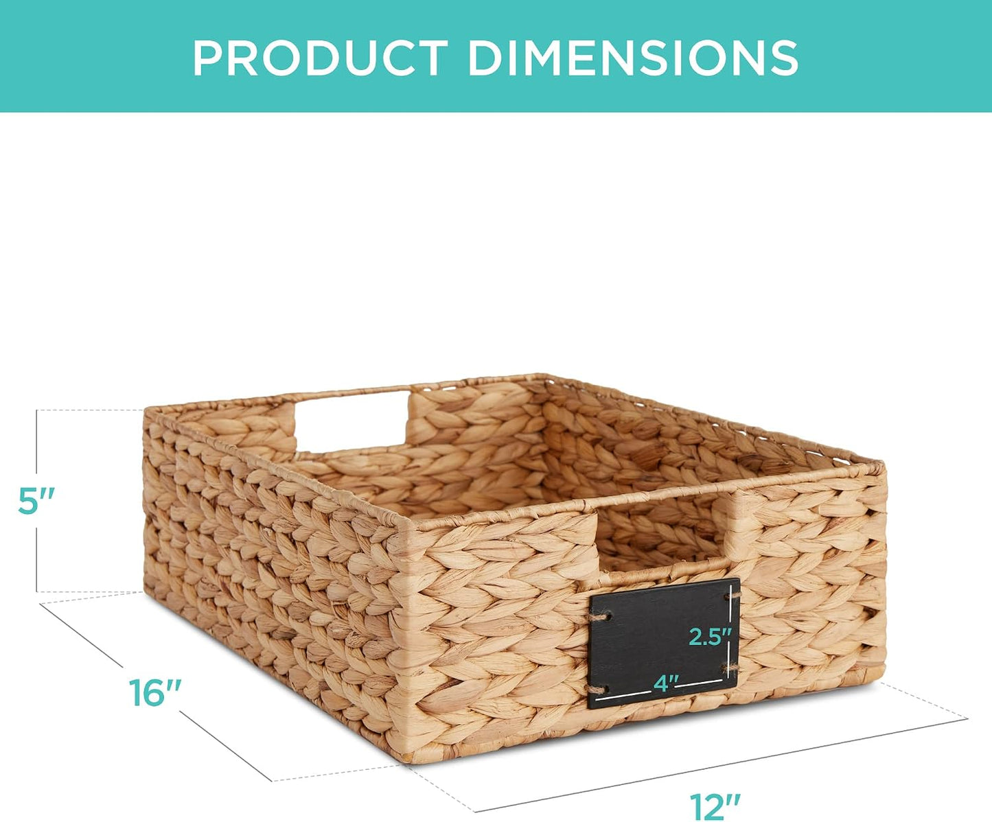 Best Choice Products Set of 4 9x12in Water Hyacinth Pantry Baskets, Woven Organizers w/Chalkboard Label, Chalk Marker - Natural