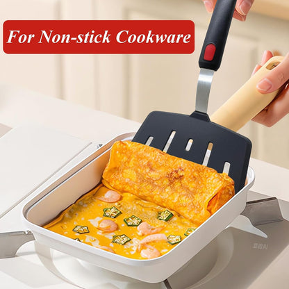 Silicone Spatula Turner Set of 2, Heat Resistant Pancake Spatulas for Nonstick Cookware Pan, Wide Slotted Cooking Spatula for Omelette Egg Fish, Thin Flexible for Kitchen Use, Dishwasher Safe