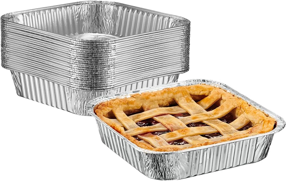 GUSTO [30 Count 9x13 Inch Aluminum Pans, Half Size Deep Steam Foil Pans - Table Pans for Baking, Cooking, Heating, Storing and Food Prepping - (Formerly Comfy Package)