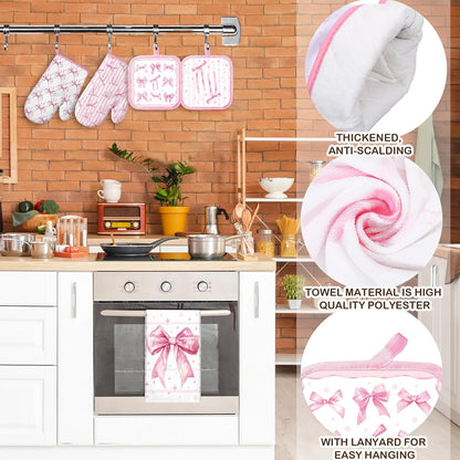 SiliFine 12 Pcs Fall Pumpkin Kitchen Towels Oven Mitts Pot Holders Set