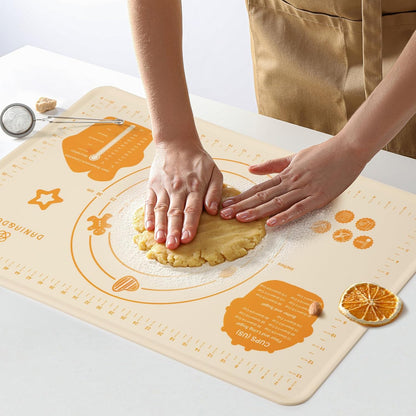 Silicone Baking Mat,28" x 20" Extra Thick Large Non Stick Sheet Mat with Measurement Non-slip Dough Rolling Mat,Reusable Food Grade Silicone Counter Mat for Making Cookies,Macarons,Bread and Pastry