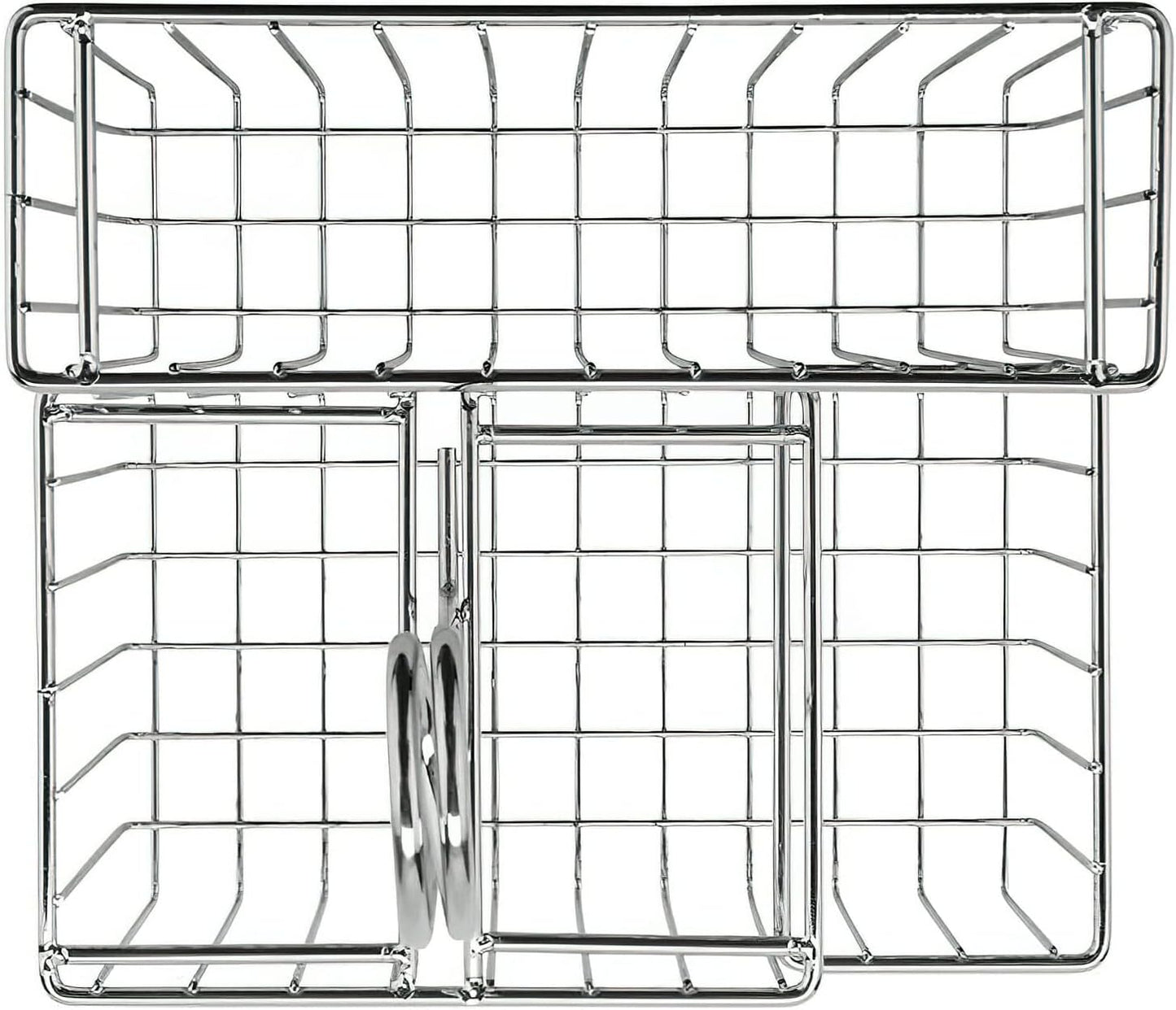 G.E.T. 4-21699 Chrome Four Compartment Condiment Caddy Metal Specialty Servingware Collection, 8" x 7" x 9" Tall, Chrome