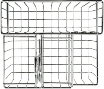 G.E.T. 4-21699 Chrome Four Compartment Condiment Caddy Metal Specialty Servingware Collection, 8" x 7" x 9" Tall, Chrome