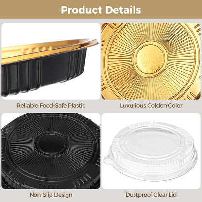 15 PCS Disposable Cake Containers with Lids, 9 Inch Disposable Pie Pans with Lids, Portable Pie and Pizza Containers with Snap-On Dome Covers for Cakes, Salads, and Meal Prep
