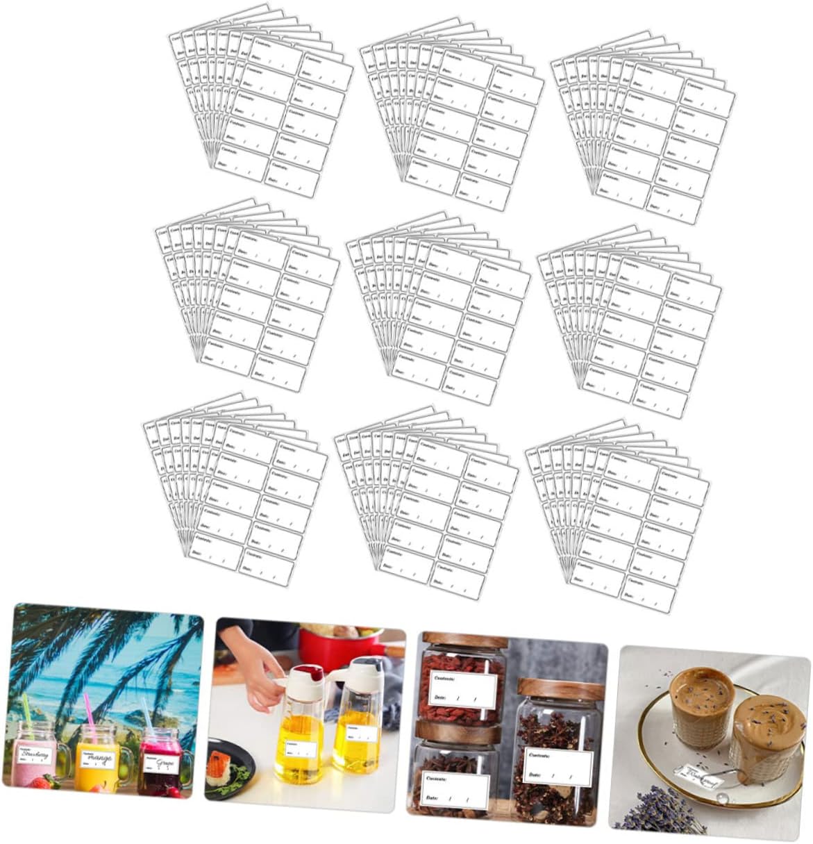 NUOBESTY 5bags Removable Food Date Labels Kitchen Storage Bin Stickers PVC for Organizing