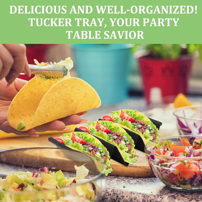 Taco Holder Set of 12, Black Plastics Taco Stand, Each Can Hold 2 To 3 Tortillas for Taco Tuesday Party Holidays, Outings, Weekends and Birthday Parties Dishwasher and Microwave Safe