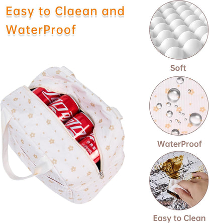 Lunch Bag for Women Men Girl,Large Cute Corduroy Lunch Tote Bags - Reusable Insulated Lunch Box for women with Handle, Leakproof WaterProof Design for Office, School, Work,Picnic.