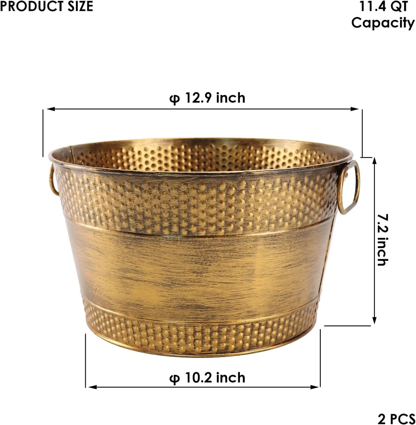 Ice Bucket for Parties Galvanized Beverage Tub, Drink Buckets Galvanized Bucket with Handles for Wine Beer Champagne Cocktails for Catering Bars (Copper-1PC)