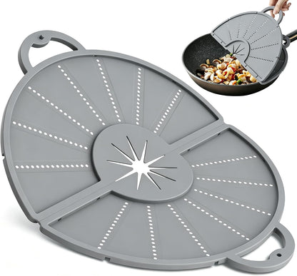 Silicone Splatter Screen for Frying Pan, Foldable Splash Guard, Multi-Use Grease Splatter Guard,Heat-Resistant Trivet Mat, 12" Non-Stick Oil Splatter Guard, Dishwasher Safe, BPA Free-red