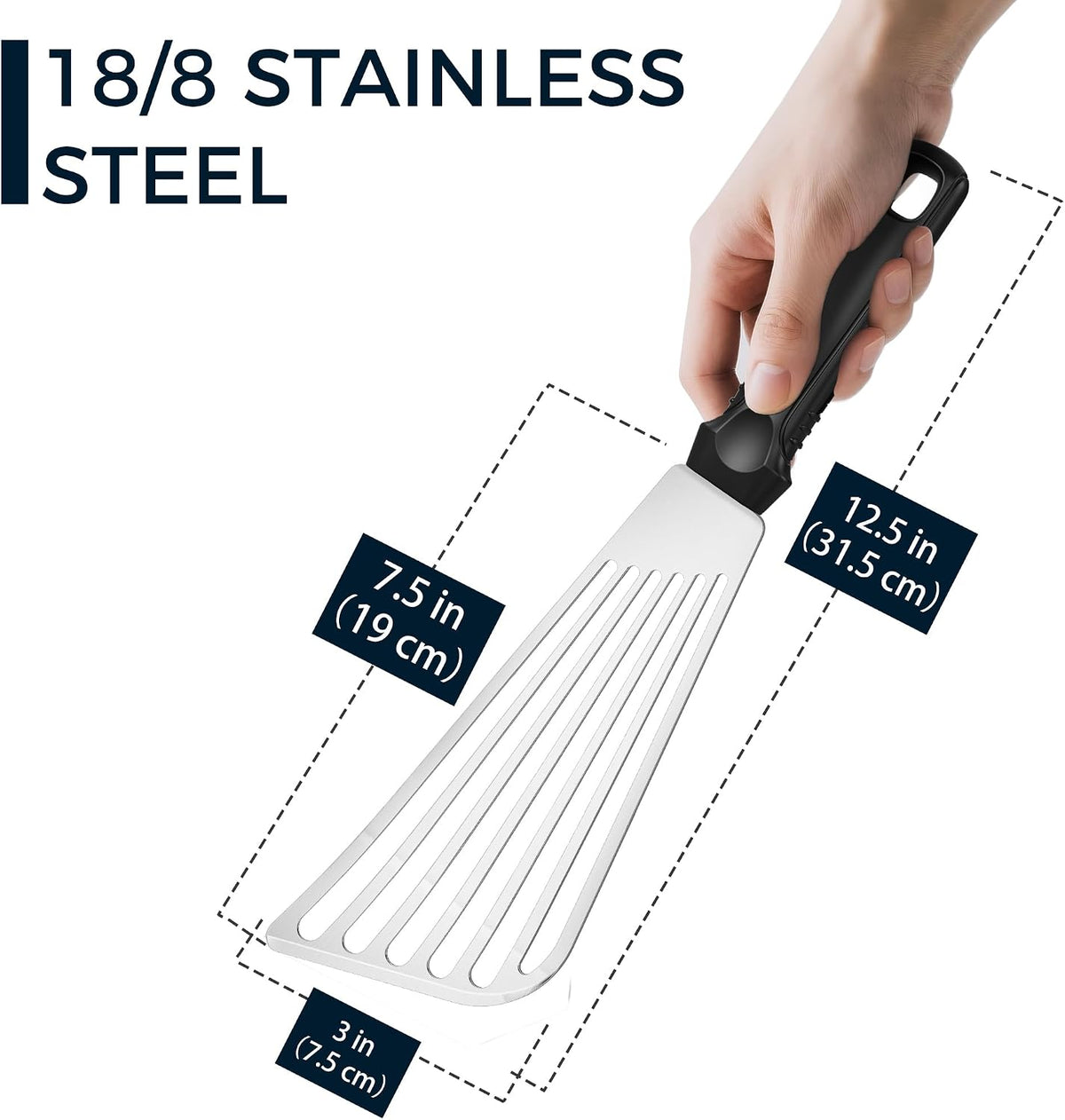 12.5-in Fish Spatula, 18/8 Stainless Steel Flexible Thin Edge Turner
