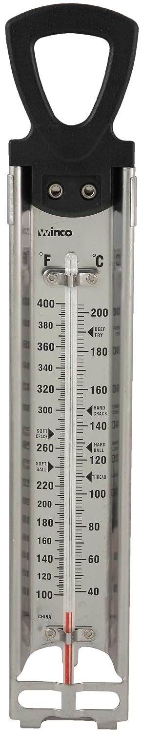 Winco 12" Clear Hanging Deep Fry/Candy Thermometer