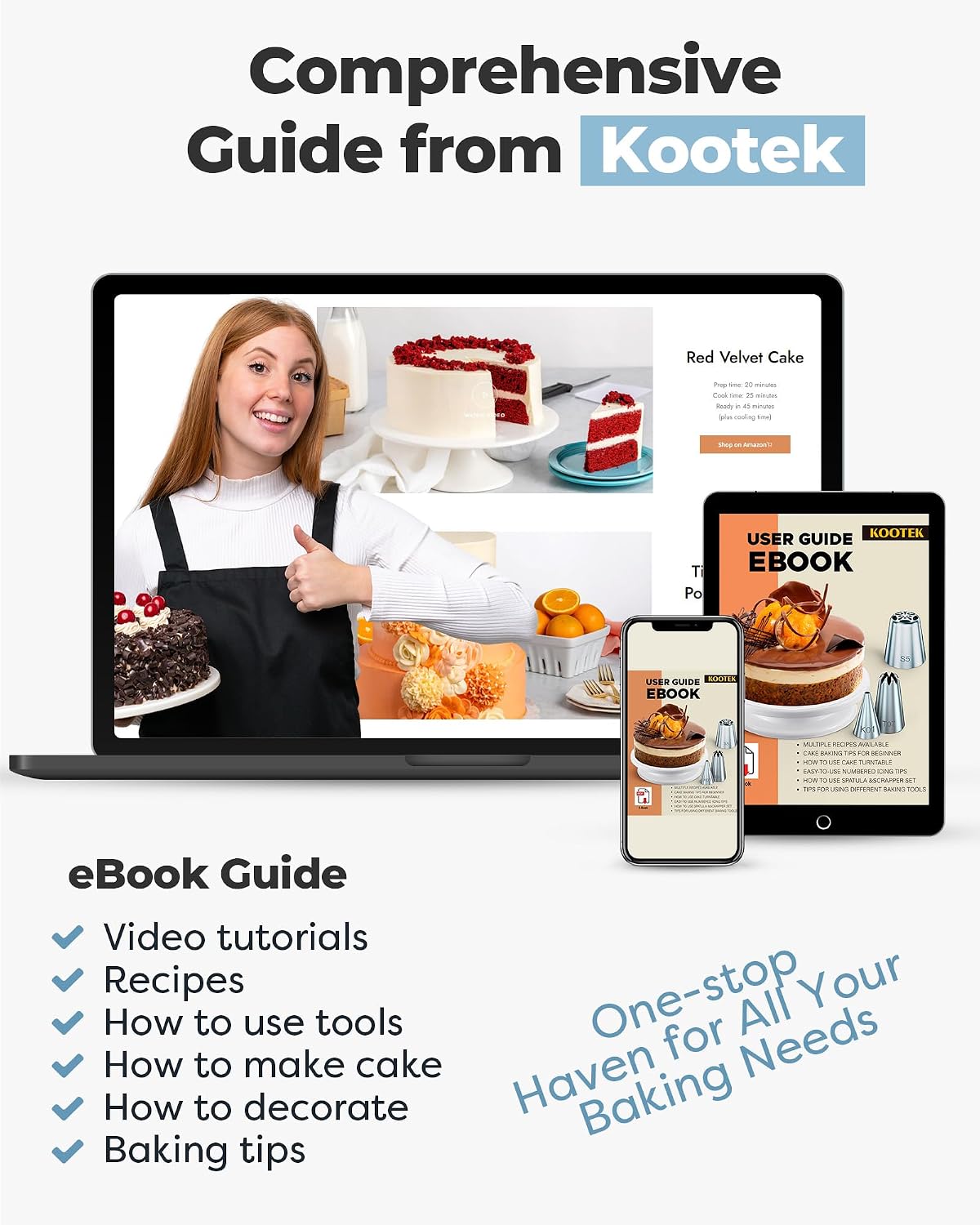 Kootek Cake Decorating Kit with Turntable Baking Supplies for Beginner Pros
