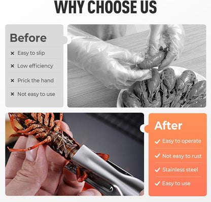 2025 New Crawfish Peeler, Stainless Steel Crawfish Shucker Crawfish Sheller Seafood Tool, Upgrade Crawfish Tail Peeler Crawfish Tail Remover Tool for Kitchen Restaurant (2, Sliver)