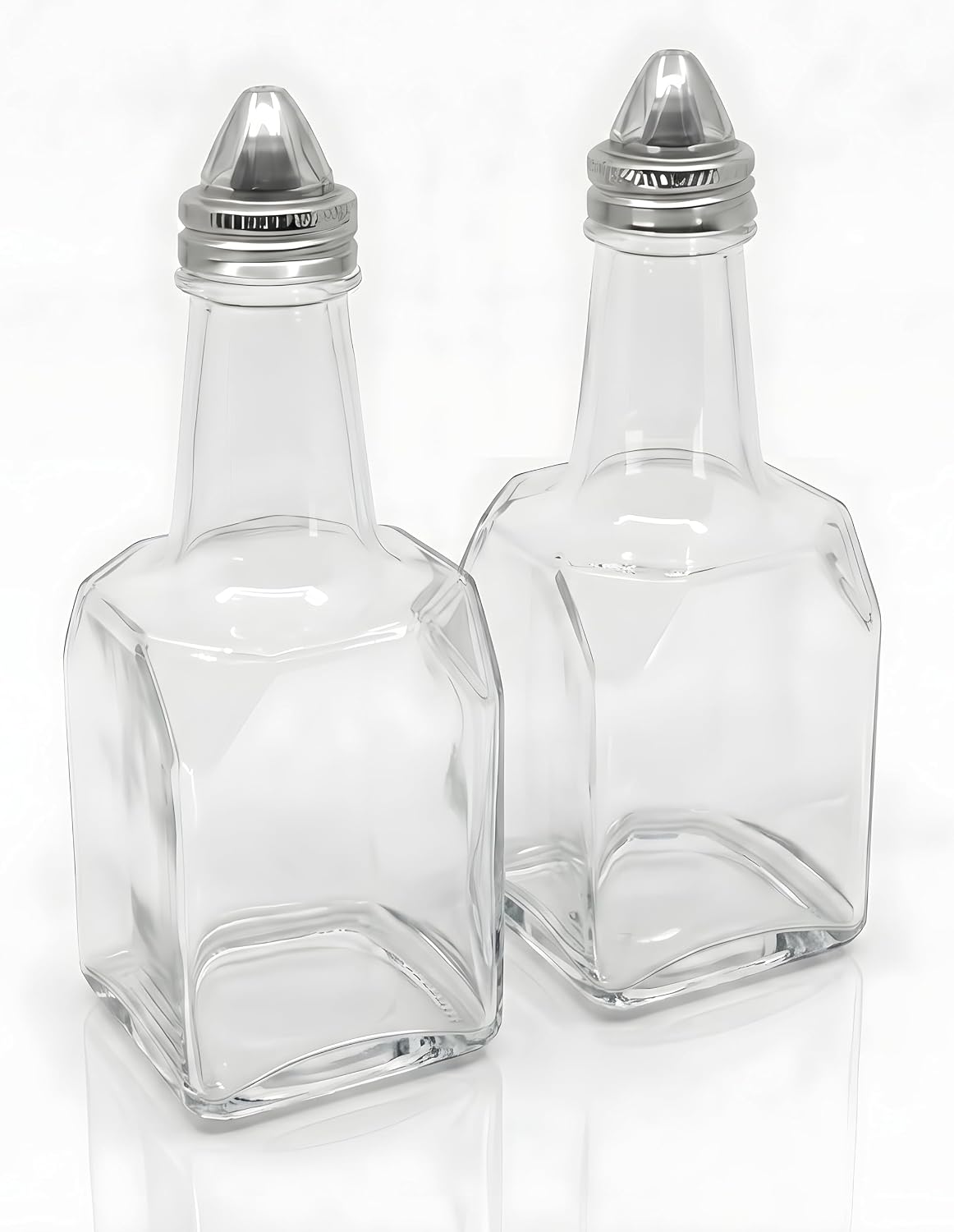 Bexter 2 Pack Oil and Vinegar Cruet Set, 5 oz Glass Oil and Vinegar Dispenser Bottles, Salad Dressing Cruets with Pour Spouts, Refillable Glass Cruet for Kitchen, Dining Table and Condiments
