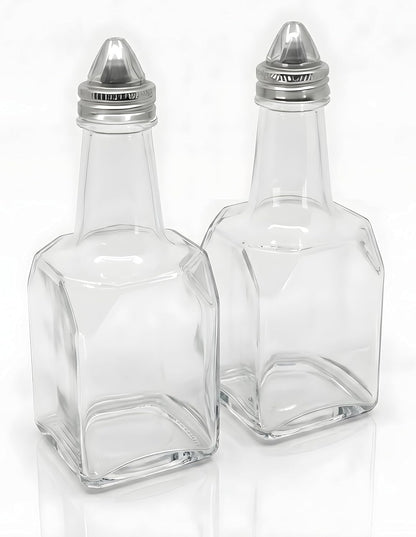 Bexter 2 Pack Oil and Vinegar Cruet Set, 5 oz Glass Oil and Vinegar Dispenser Bottles, Salad Dressing Cruets with Pour Spouts, Refillable Glass Cruet for Kitchen, Dining Table and Condiments