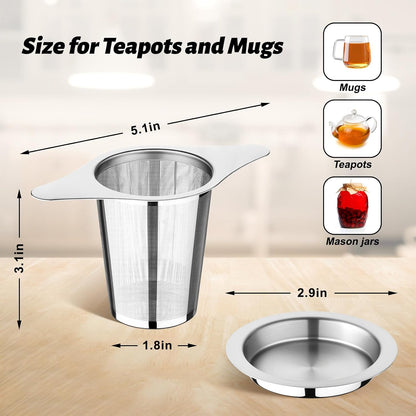 FrutPunch 2 Pack Loose Leaf Tea Infuser with Lid, Ultra-Fine Mesh