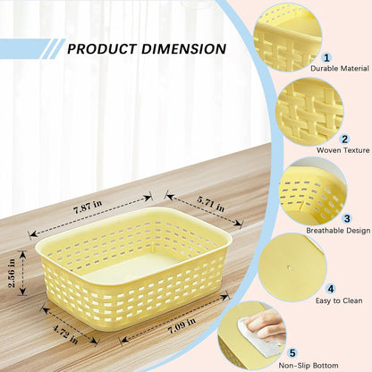 Soddeph Plastic Storage Baskets for Cabinets, Household Pantry Organization with Handle,Organizer Bins for Room,Bathrooms,Under-Sink,Kitchen (Black, L-3PACK)
