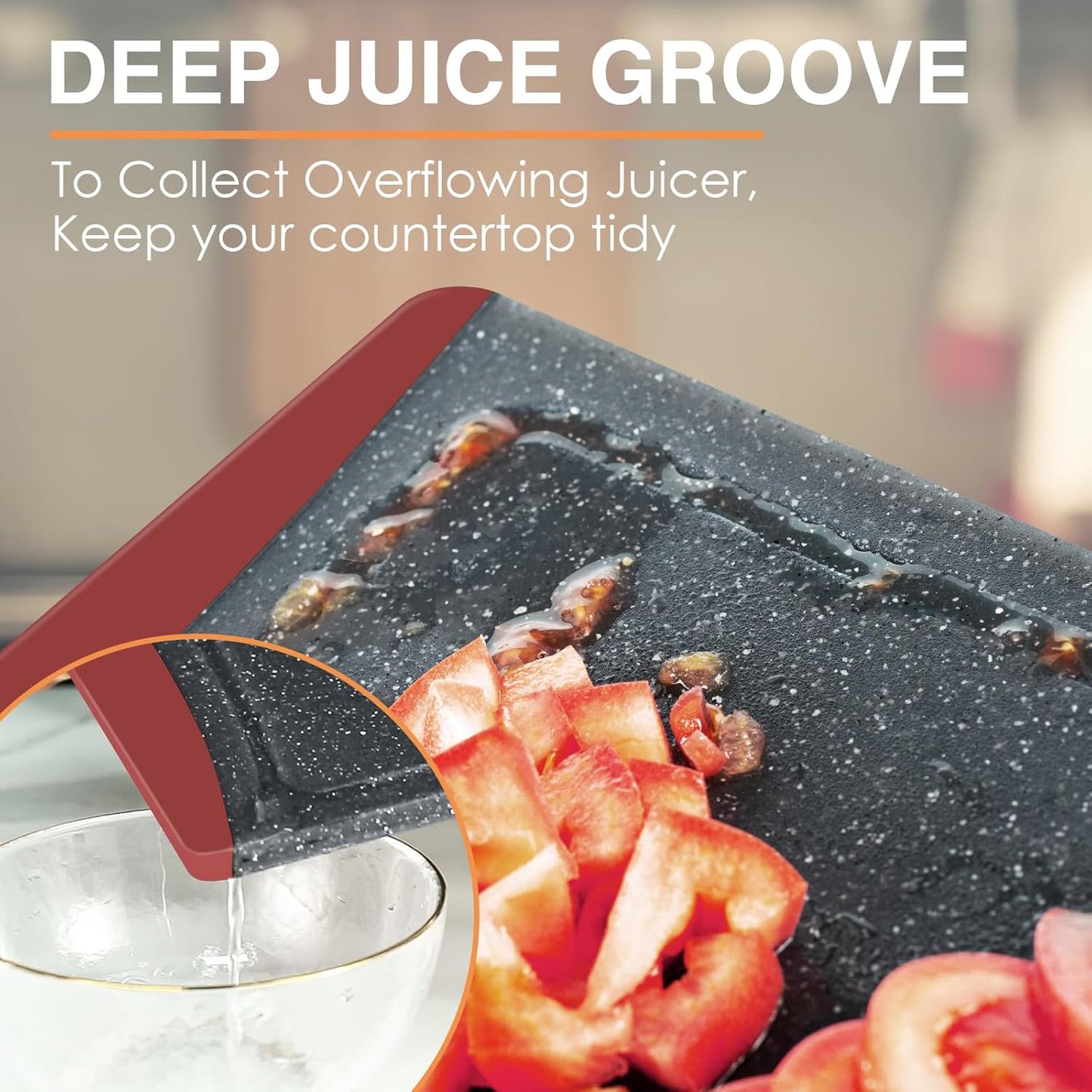 Extra Large Cutting Boards, Plastic Cutting Boards for Kitchen (Set of 3) Cutting Board Set Dishwasher Chopping Board with Juice Grooves Easy-Grip Handles, Dark Grey, Empune
