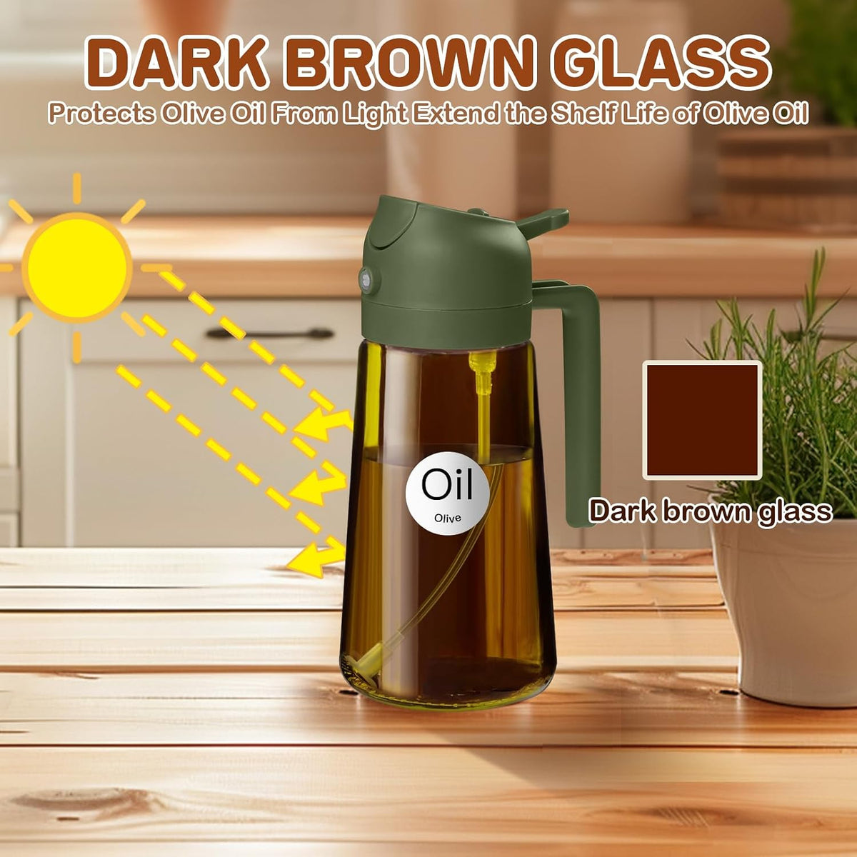 YARRAMATE 16oz/470ml Light-Blocking Dark Oil Sprayer for Cooking (Black)