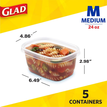 Glad GladWare Tall Entree Food Storage Containers with Lids, Large Square BPA Free Plastic for Meal Prep and Lunches, Lock Tight Seal, Microwave and Dishwasher Safe, 42 Oz, 3 Count