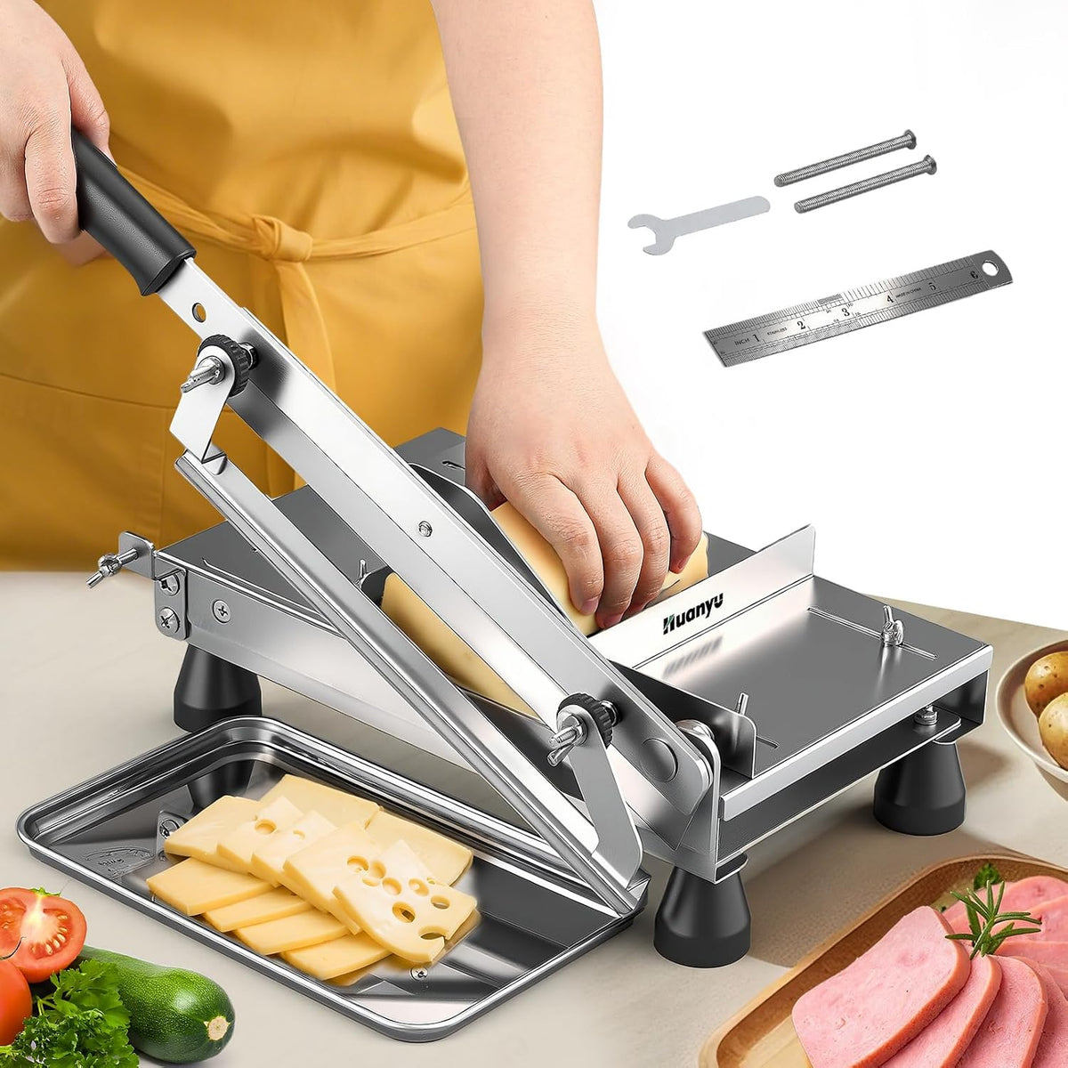 Huanyu Cheese Slicer Stainless Steel Multipurpose Adjustable Thickness