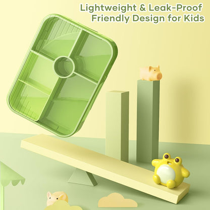 HOMETALL Bento Lunch Box for Kids - Leakproof Bento Box with 6 Compartments Portions Lunchbox for Kids Ages 3 to 7 Back to School, BPA-Free Snack Packing Containers Reusable On-the-Go Meal Prep, Pink