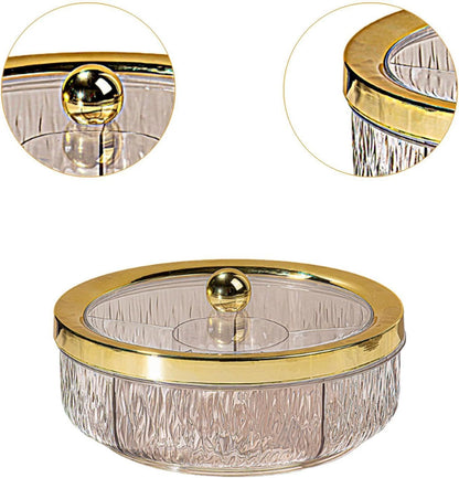 Yajuyi Divided Serving Tray Snack Dishes Dessert Plate Rotating Serving Platter Dish Clear Visibility Lid Suitable for Entertaining Living Room, Rose Golden Bow