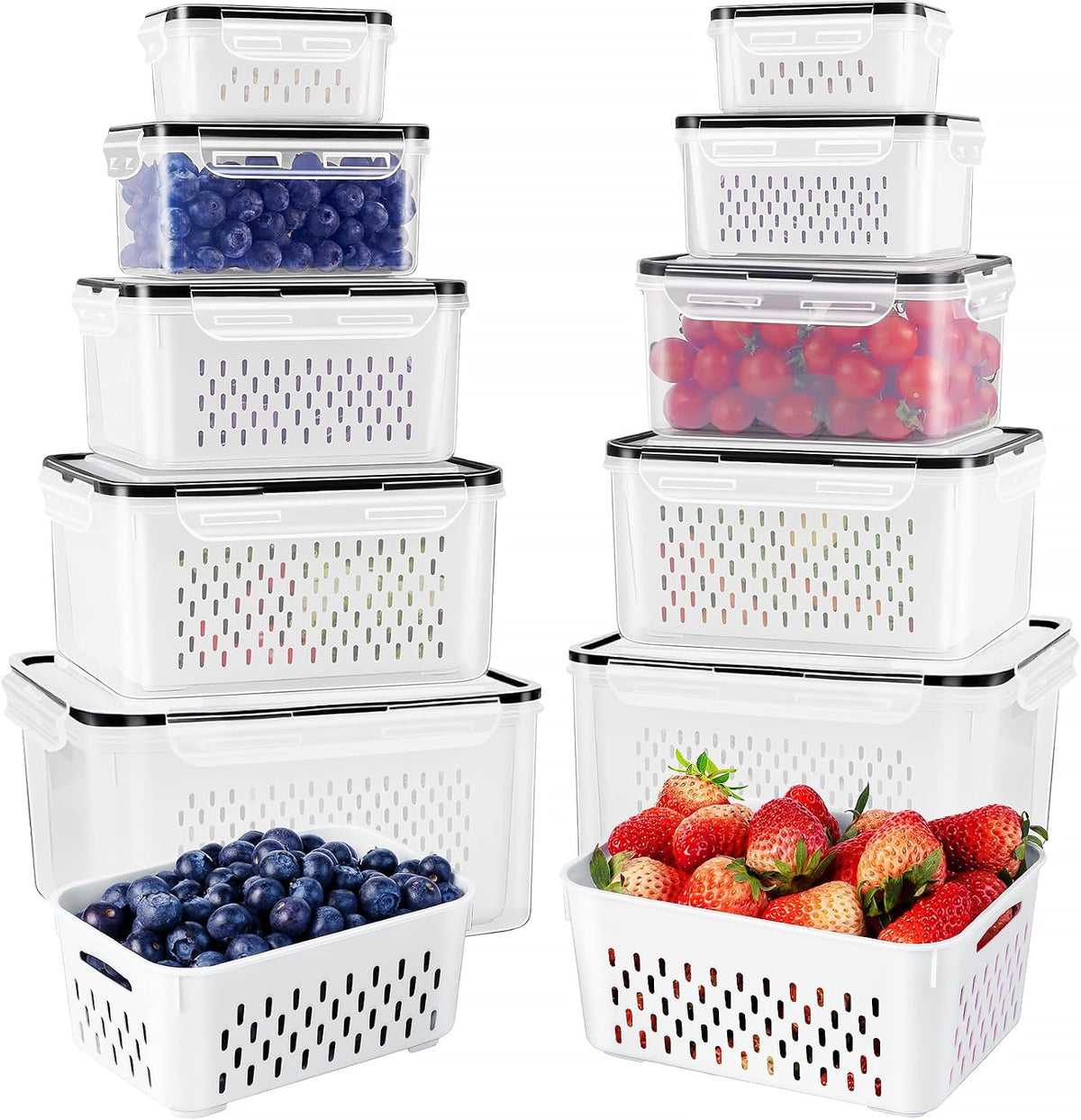 Freshmage Fruit Storage Containers for Fridge with Removable Colander