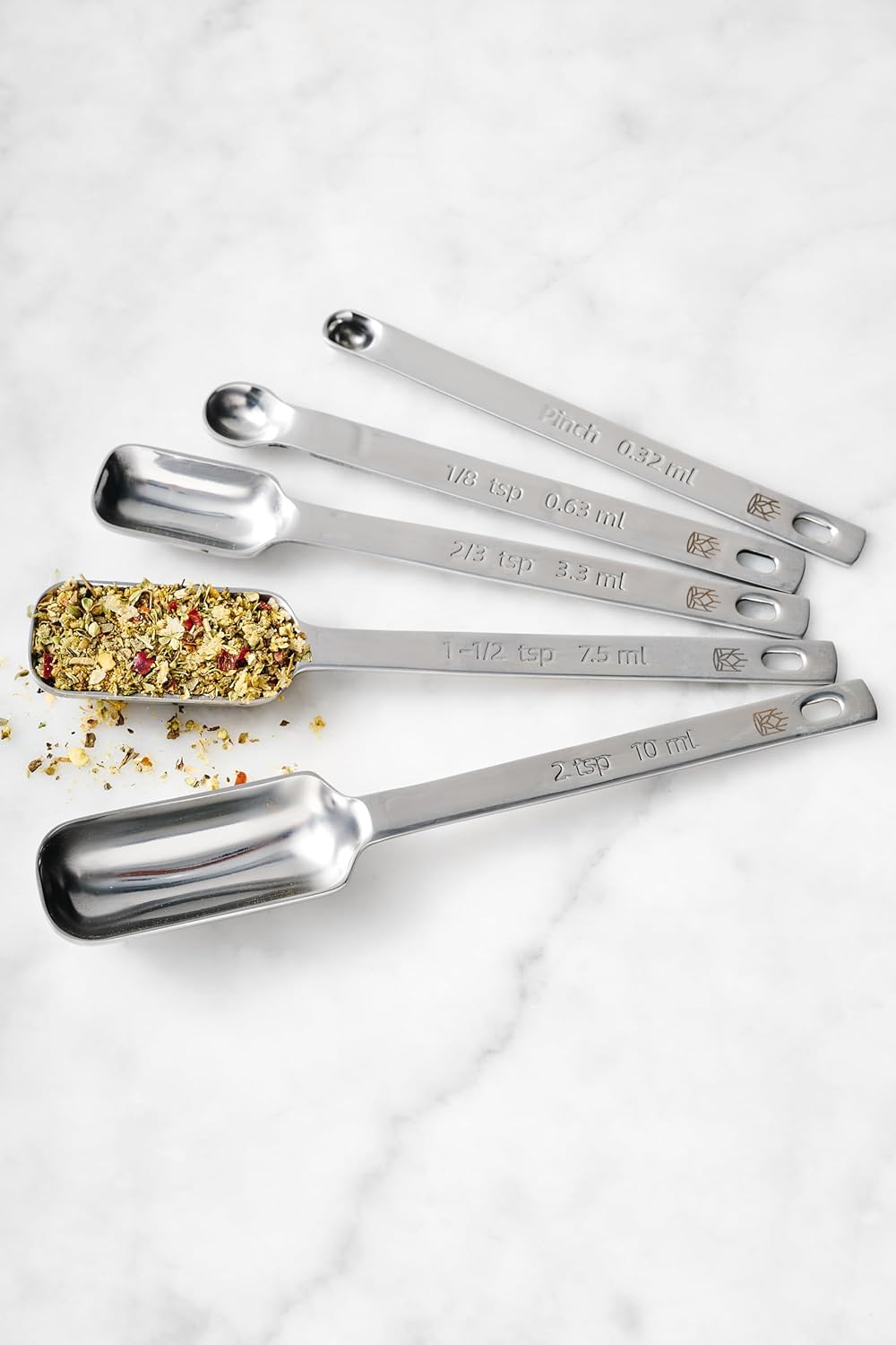 King Arthur Baking Company Spice Measuring Spoons, 18/8 Stainless Steel, 7-Piece Set, Precision Measures, For Baking And Cooking