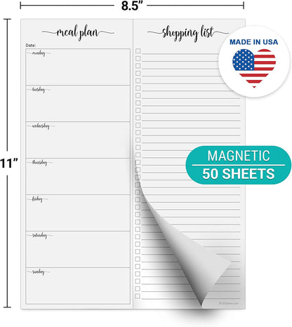 321done Magnetic Weekly Meal Plan Shopping Checklist Notepad - Tear-Off 50 Sheets, 5.5x8.5 - Undated, Sunday to Saturday To-Do List Planner, Schedule Weekly Desk Pad, Weekday Planning Notepad - Made in USA