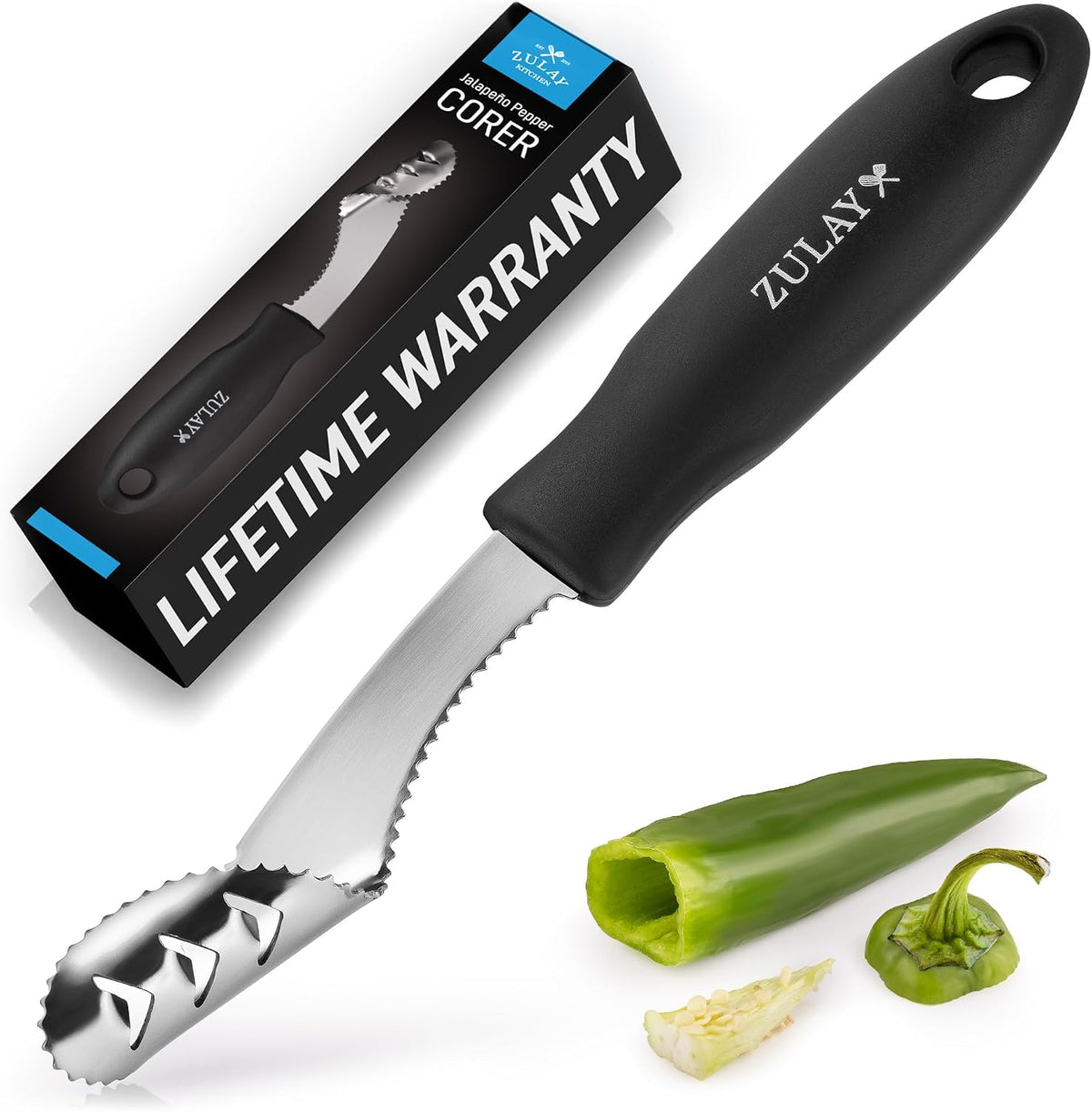 Zulay Kitchen Stainless Steel Jalapeno Corer & Seed Remover