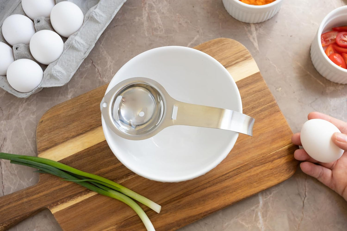 Fox Run Stainless Steel Egg Yolk Separator For Raw Eggs, 6.75” x 1.75” x 1”