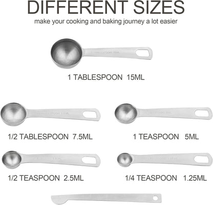Measuring Cups and Spoons Set, 18/8 Stainless Steel Measuring Cups and Spoons for Kitchen & Baking, Heavy Duty Metric & US 8 Measuring cups, 9 Measuring Spoons Set