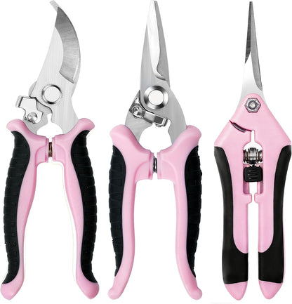 EWPJDK 3 Pack Garden Pruning Shears Scissors Clippers Stainless Steel