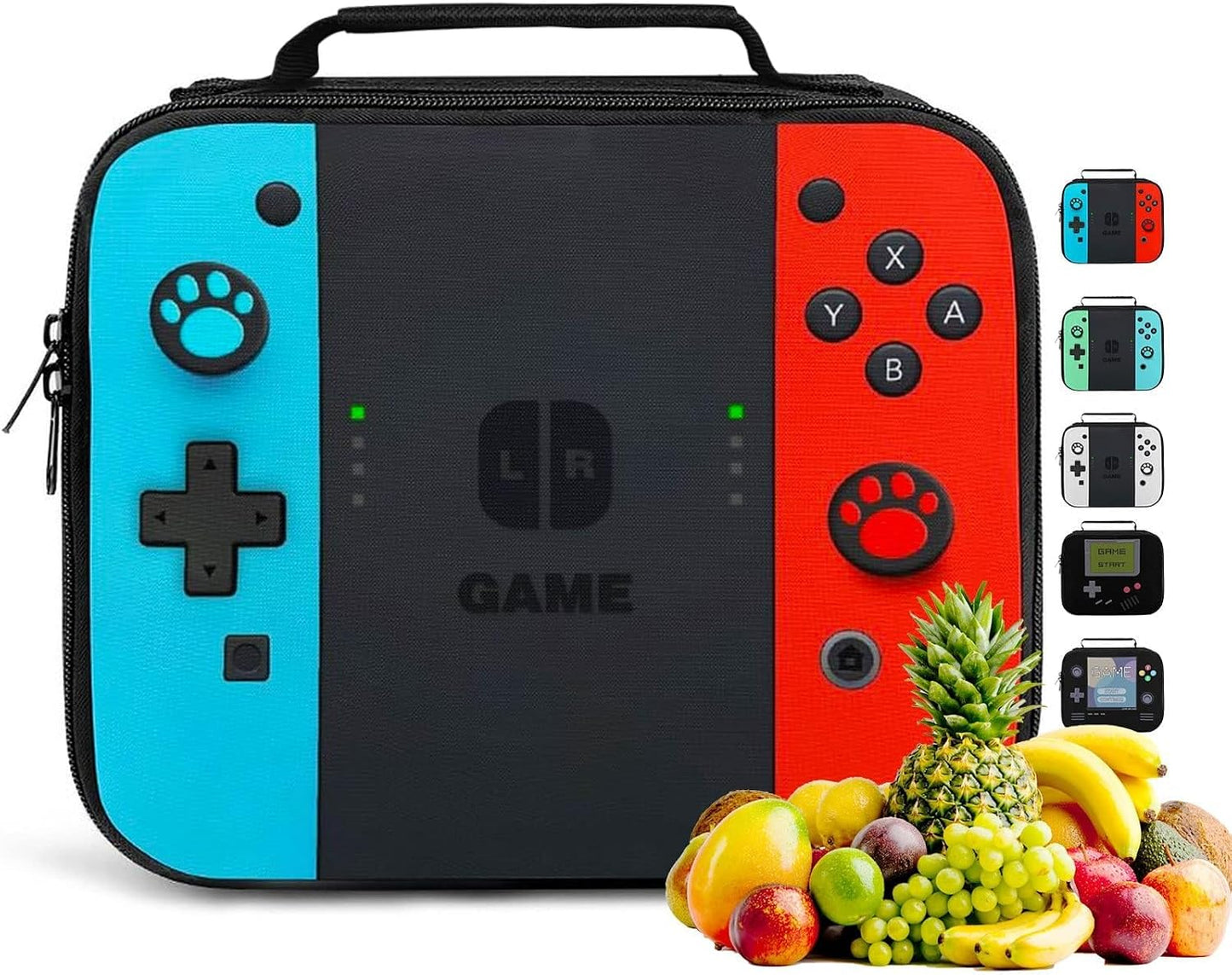 Game Lunch Bag for Boys Girls Gamer, Insulated Video Game Lunch Box for School Work Office Travel Picnic Hiking Beach, Waterproof Leakproof Portable Fits Most Bento Boxes