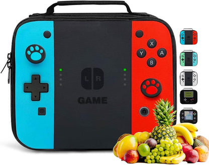 Game Lunch Bag for Boys Girls Gamer, Insulated Video Game Lunch Box for School Work Office Travel Picnic Hiking Beach, Waterproof Leakproof Portable Fits Most Bento Boxes
